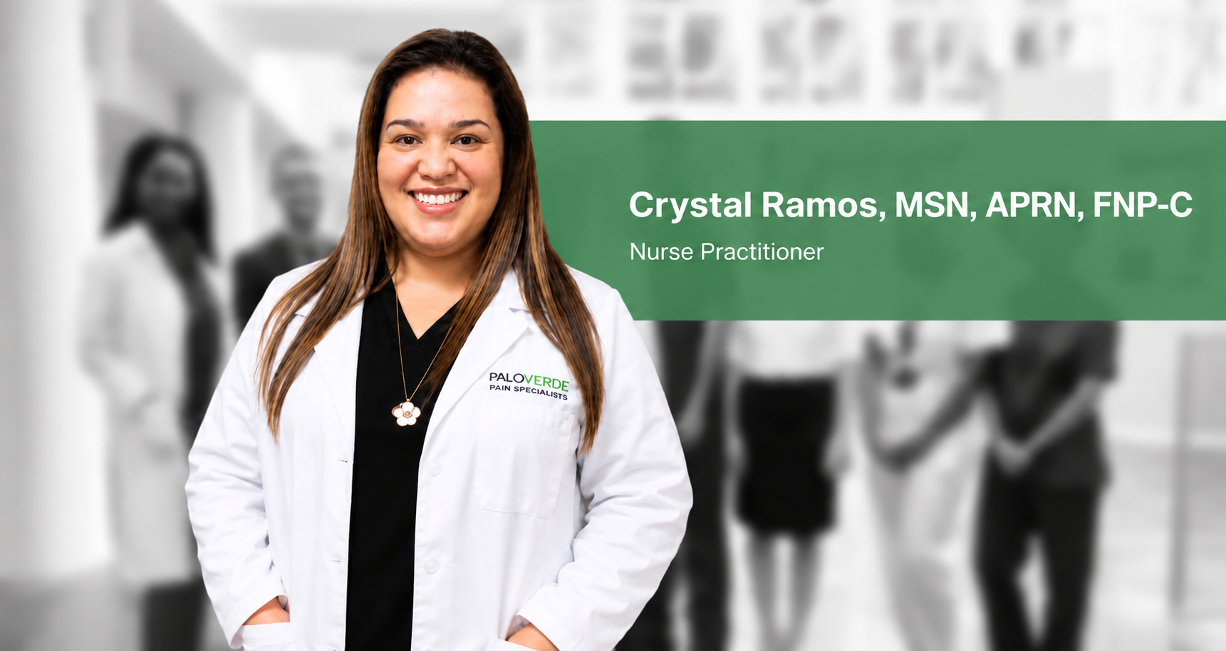 Smiling nurse practitioner in white coat